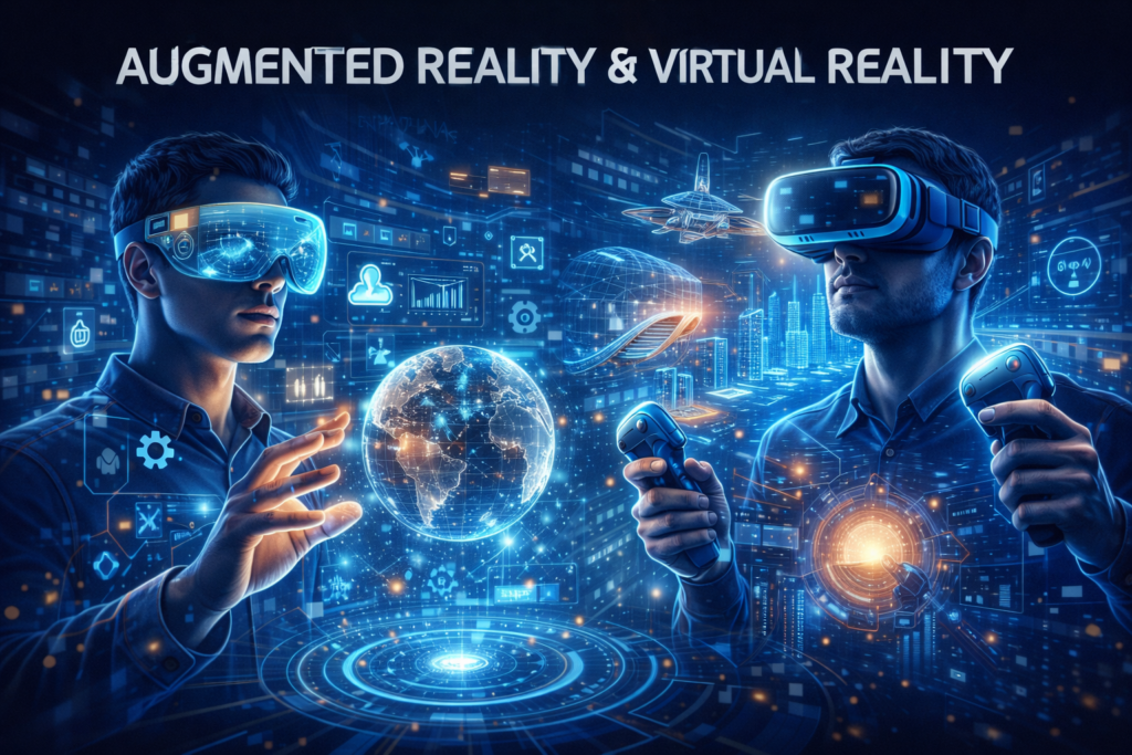 Augmented Reality (AR) and Virtual Reality (VR) technology for immersive digital experiences, simulations, and interactive environments
