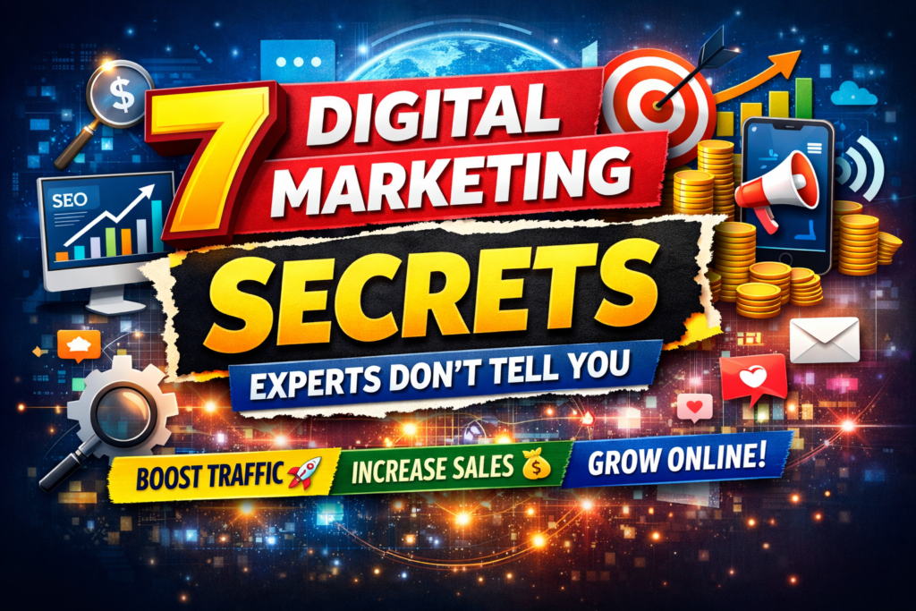 7 digital marketing secrets experts don’t tell you online business growth strategy concept