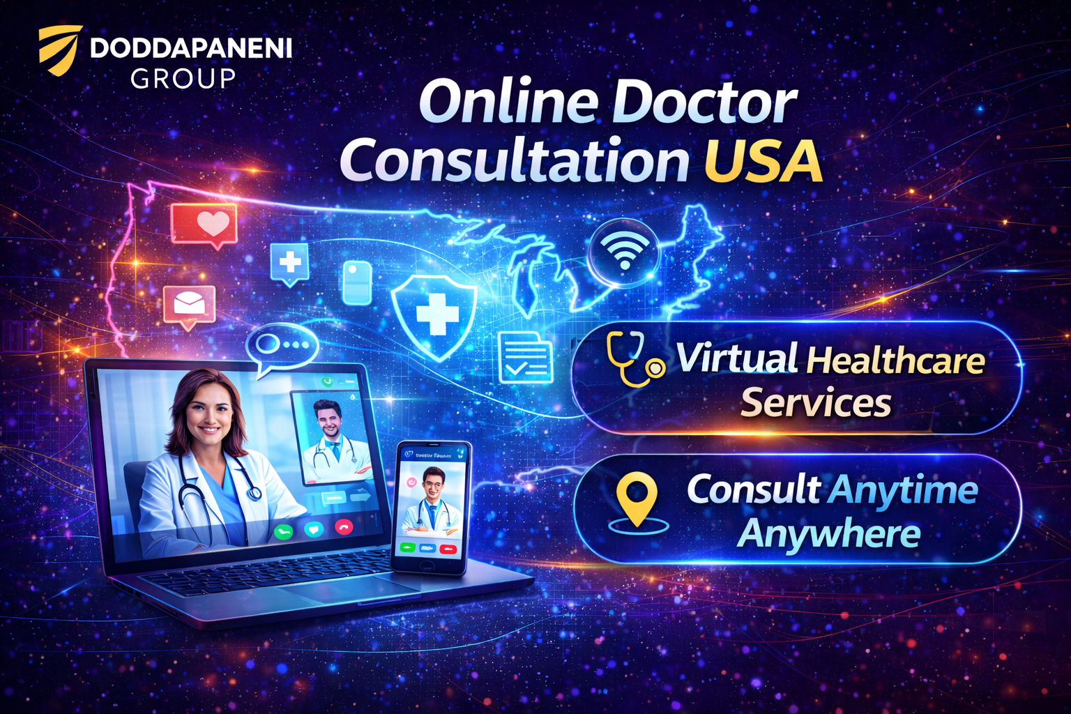 Online doctor consultation USA services with virtual healthcare, telehealth consultation, and consult anytime anywhere access