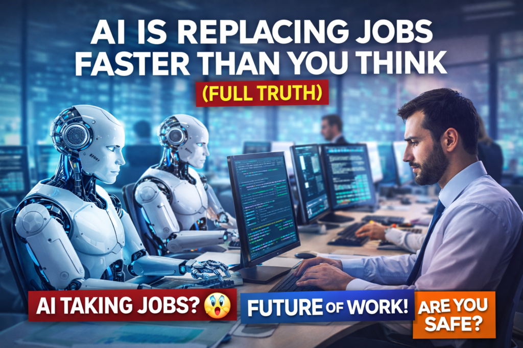 ai is replacing jobs faster than you think full truth concept robots and human working office