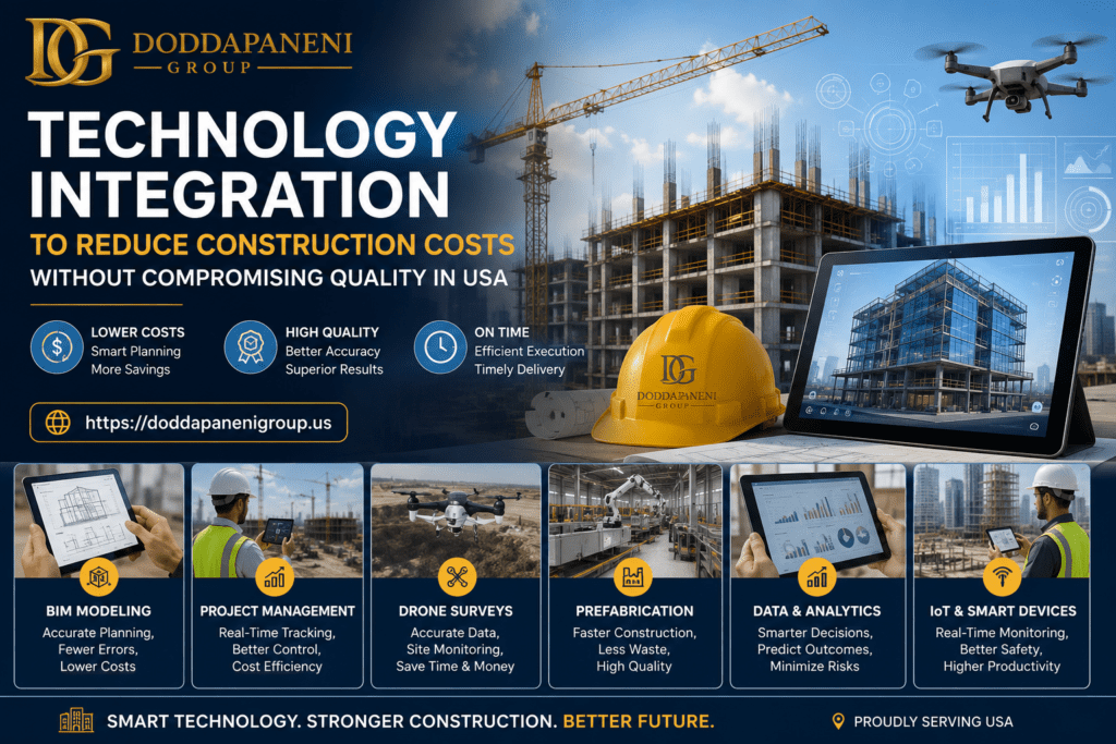 Current image: technology integration to reduce construction costs without compromising quality in USA smart construction BIM drones prefabrication cost saving strategies